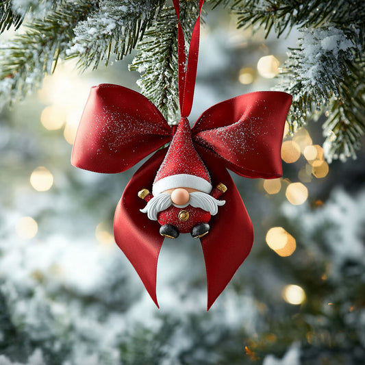 Gnome Santa Bow WJ2711130CL Christmas Ornament