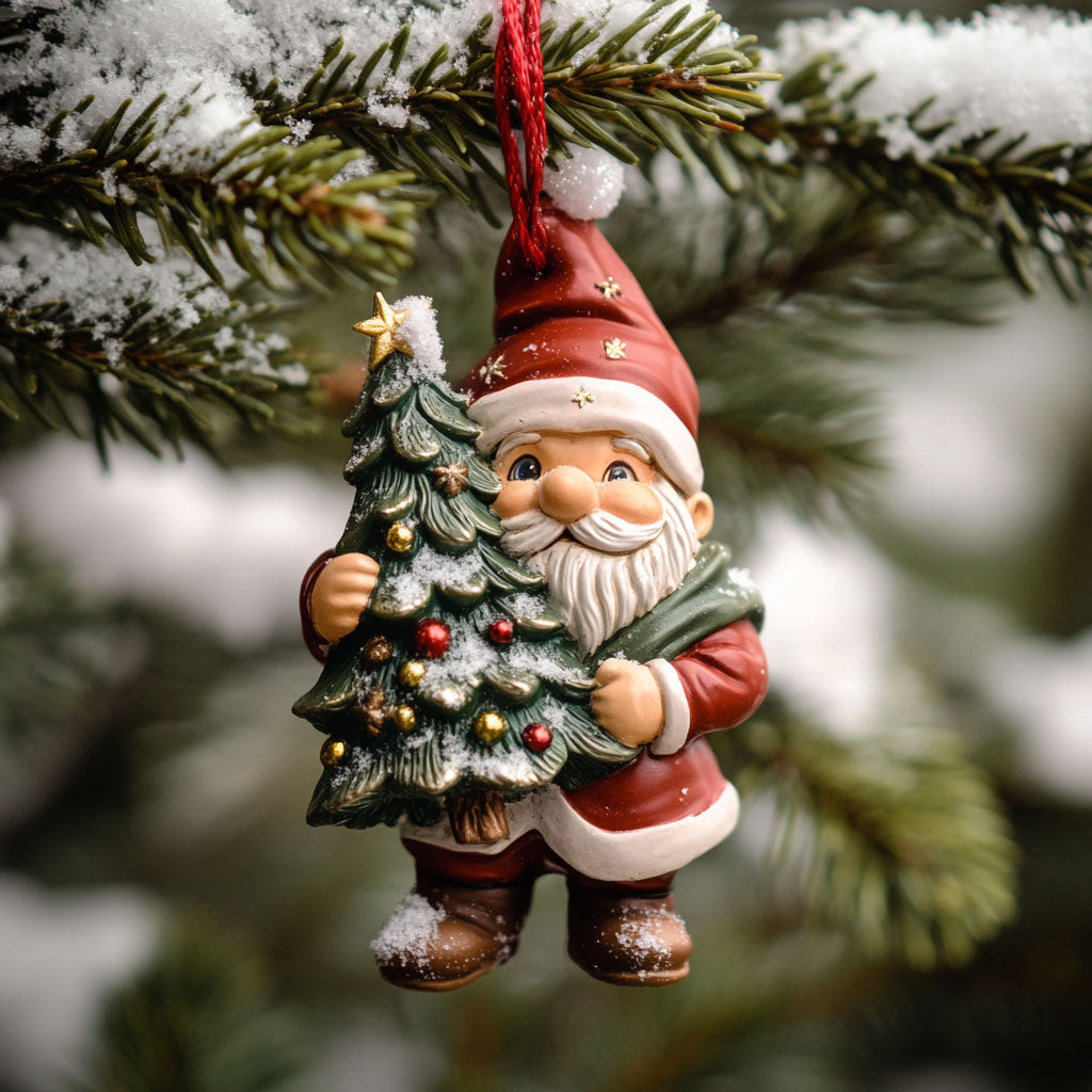Gnome Tree Hug WJ0312436CL Christmas Ornament