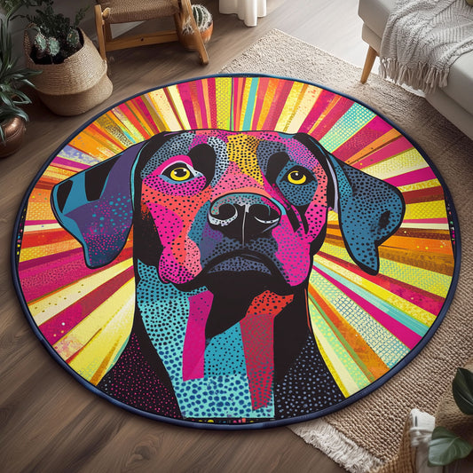 Groovy Dog Vibes WJ0901149CL Quilted Round Mat