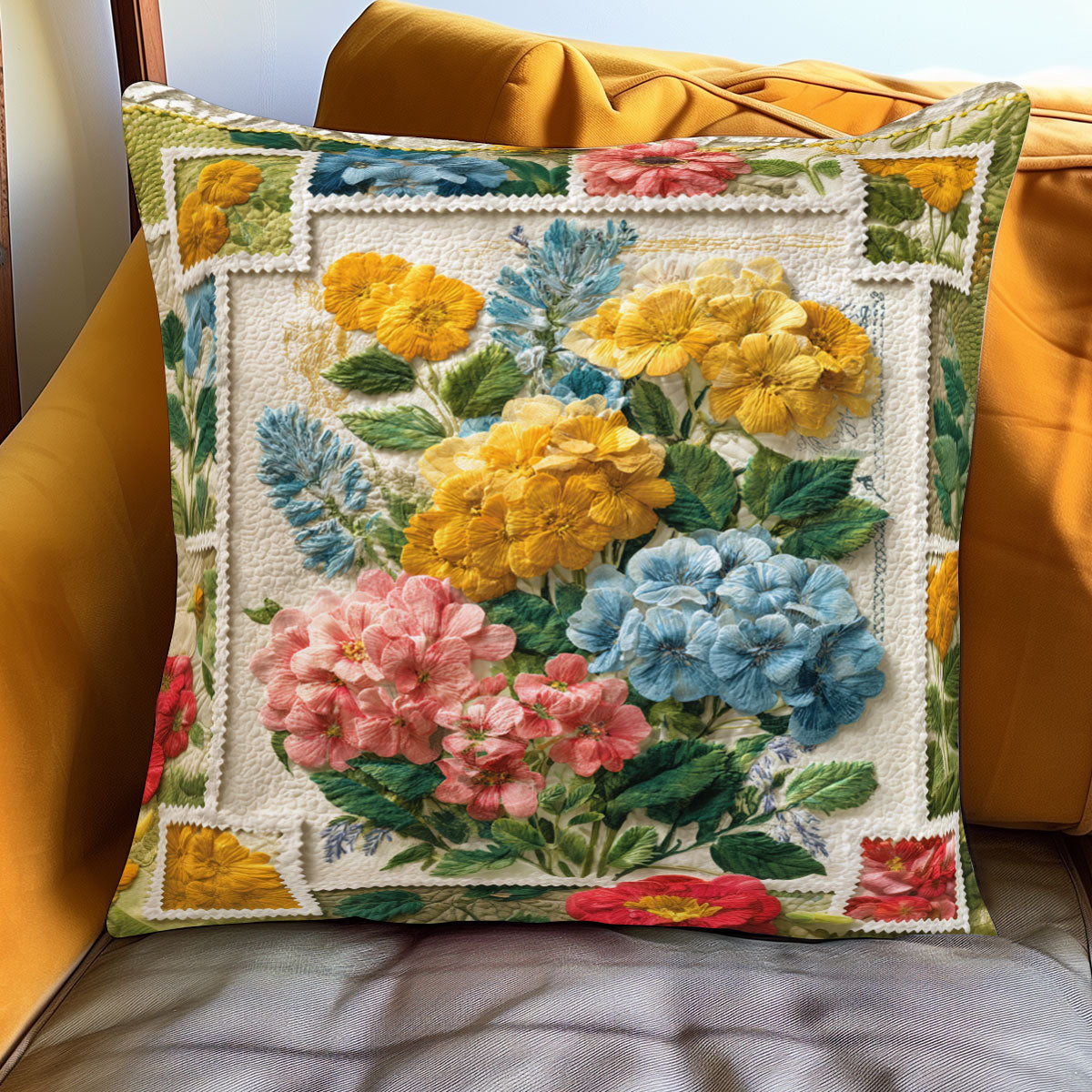 Heirloom Postage Flowers WJ1301113CL Quilt Pillow Case