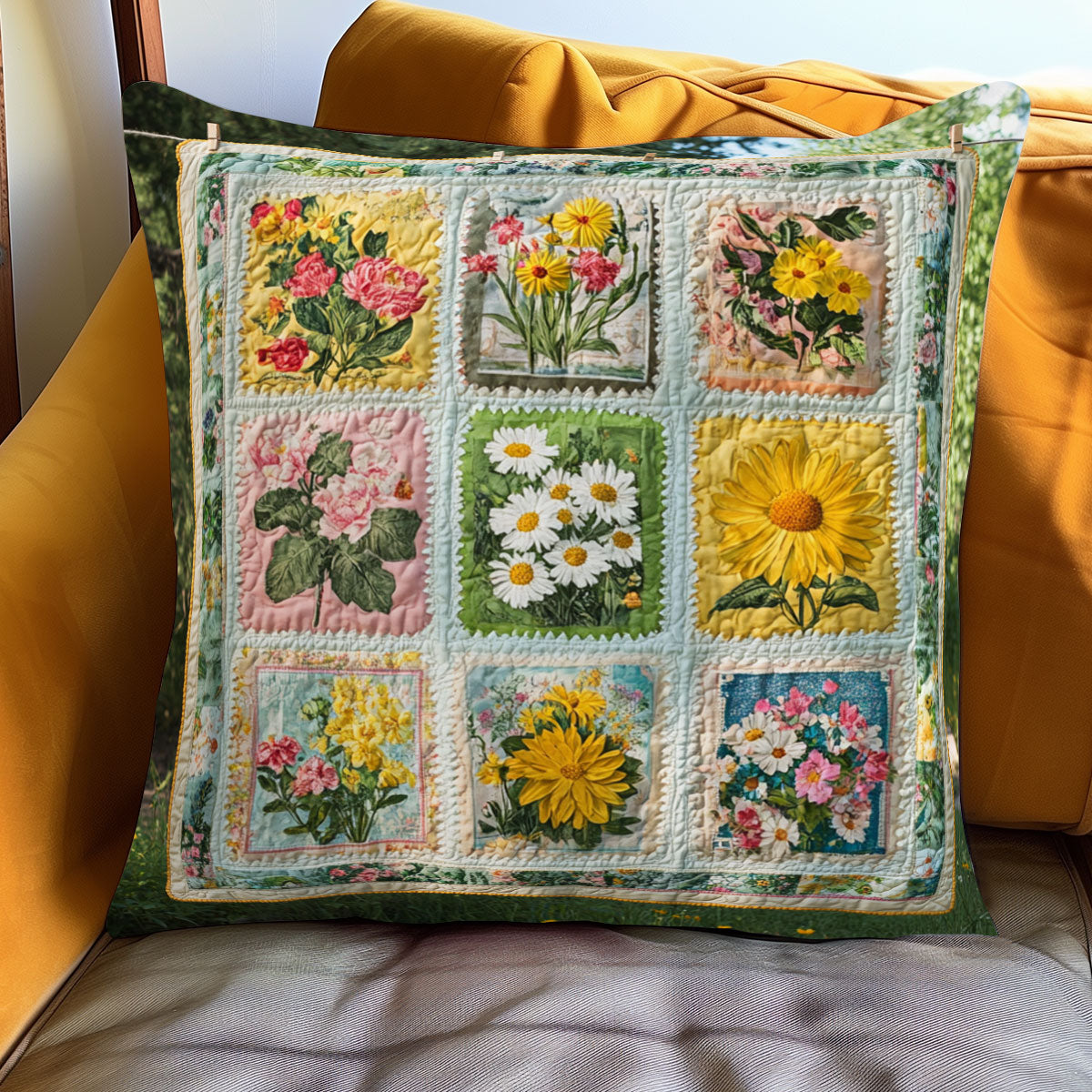 Heirloom Stamp Blooms WJ1301115CL Quilt Pillow Case