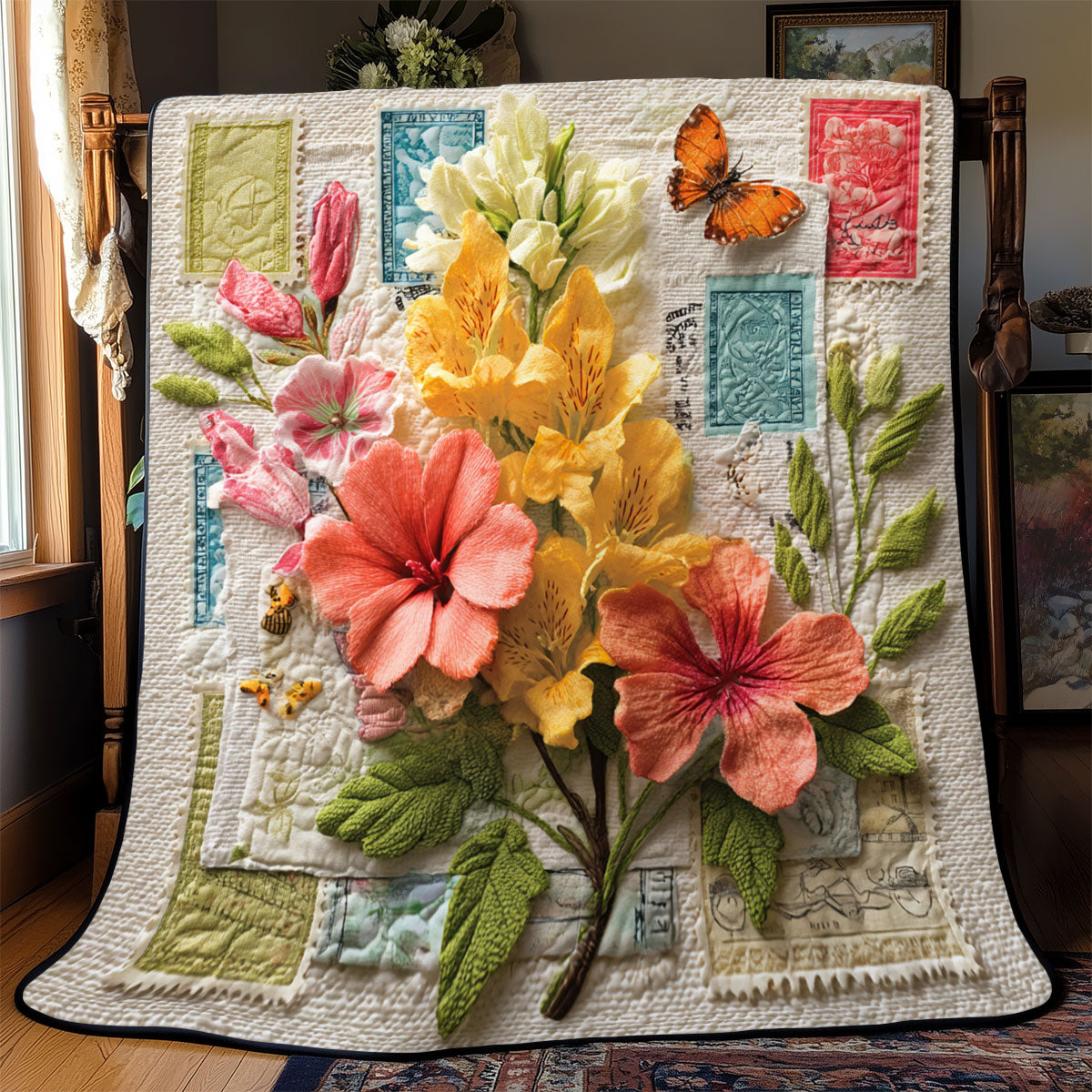 Heritage Stamp Flowers WJ1301061CL Quilt