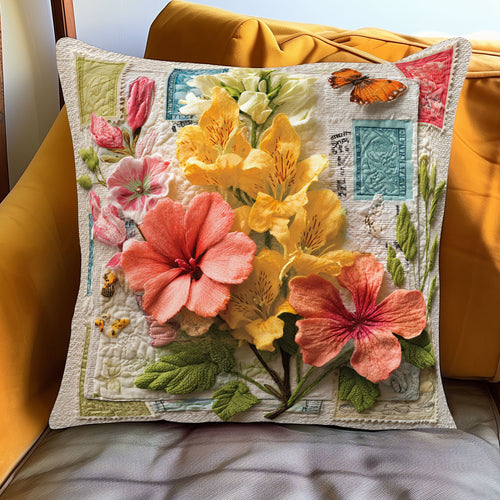 Heritage Stamp Flowers WJ1301116CL Quilt Pillow Case