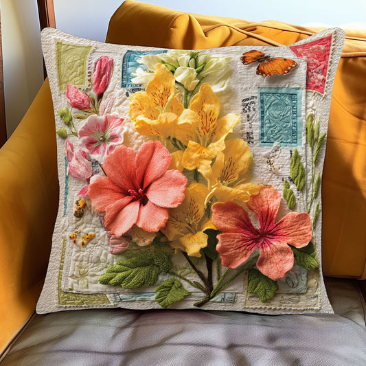 Heritage Stamp Flowers WJ1301116CL Quilt Pillow Case