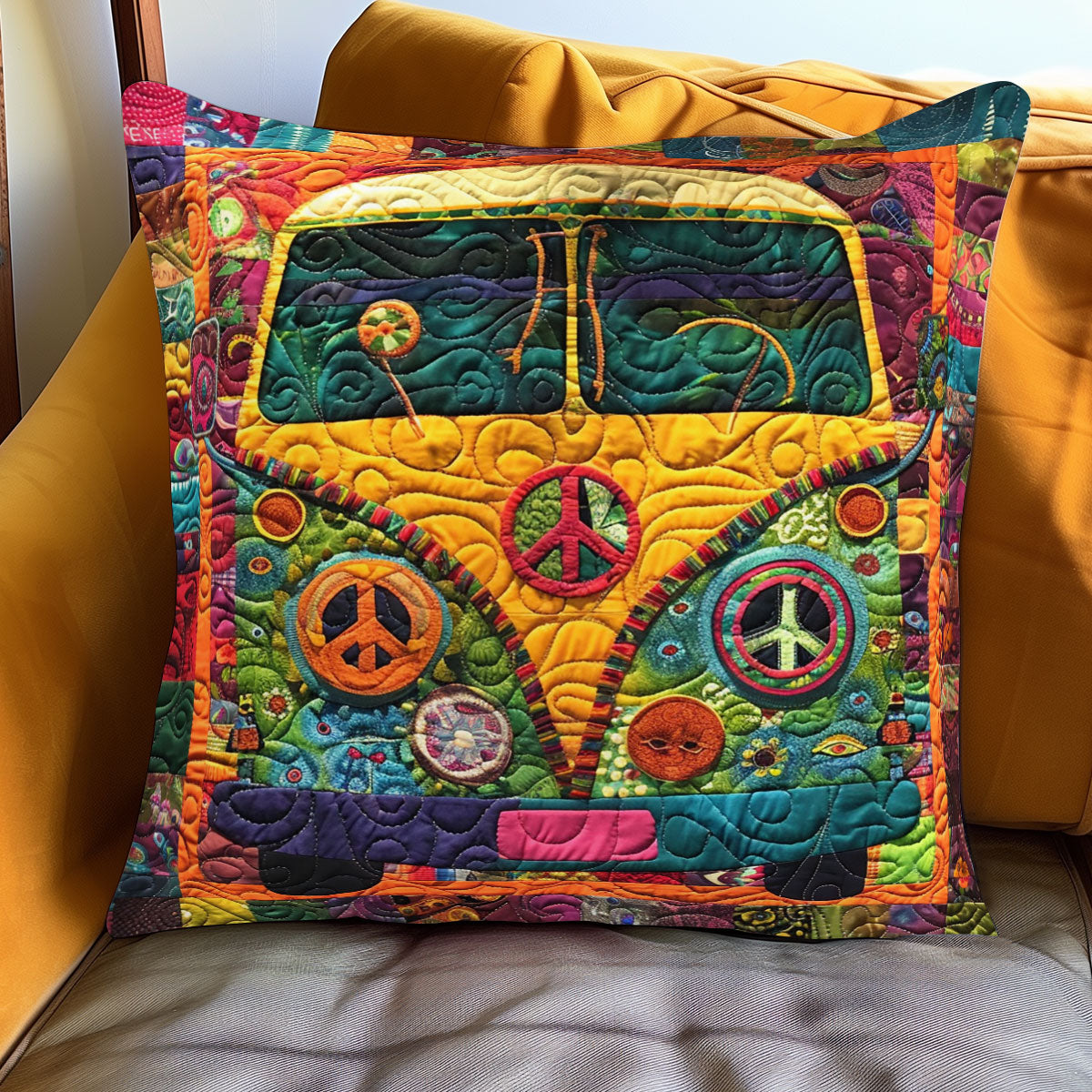 Hippie Camper Van WJ1301092CL Quilt Pillow Case
