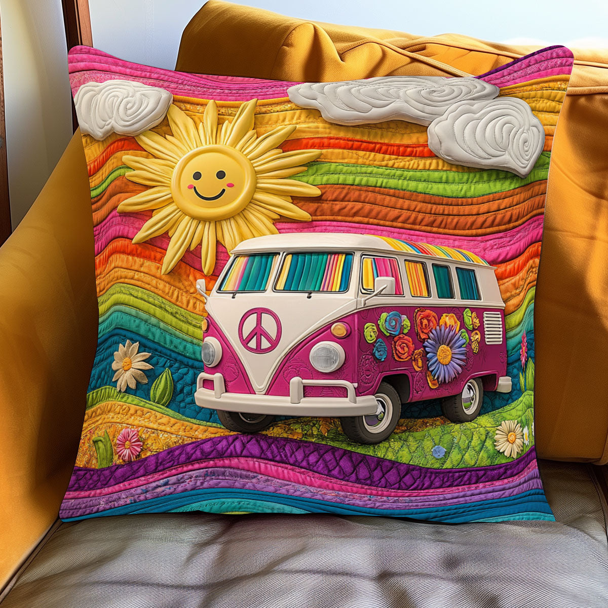 Hippie On The Road WJ1301093CL Quilt Pillow Case