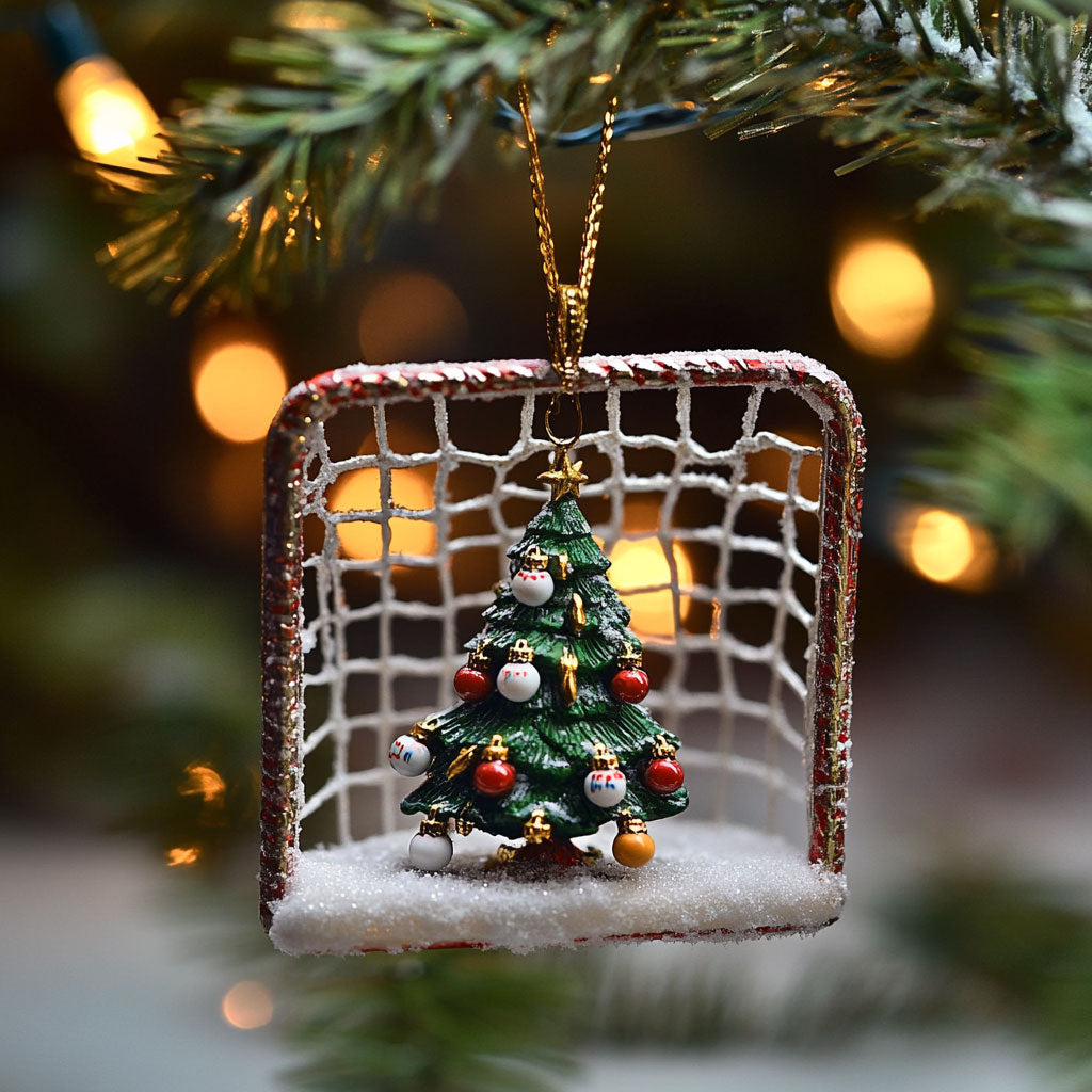 Hockey Tree Goal WJ2611083CL Christmas Ornament