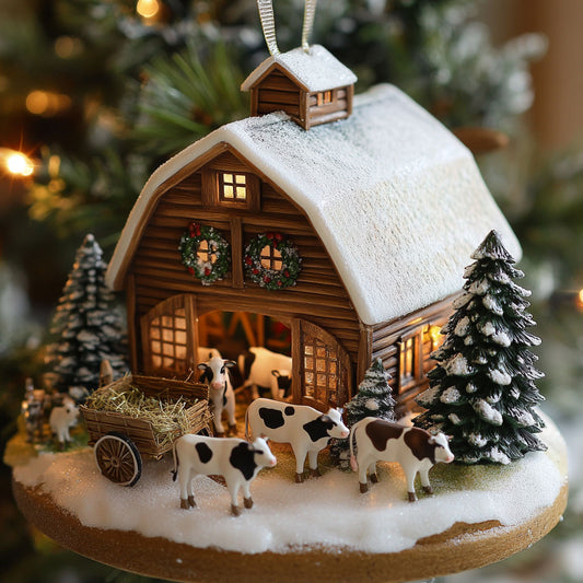 Holiday Cow Stable WJ1612010CL Christmas Ornament