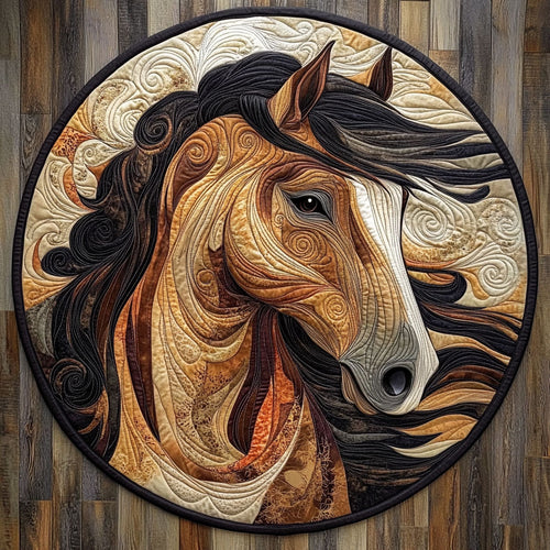 Horse Flying Mane WU2103131CL Quilted Round Mat