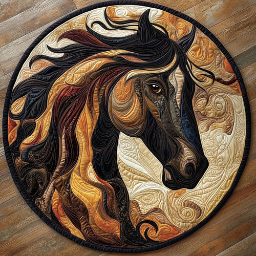 Horse Flying Mane WU2103134CL Quilted Round Mat