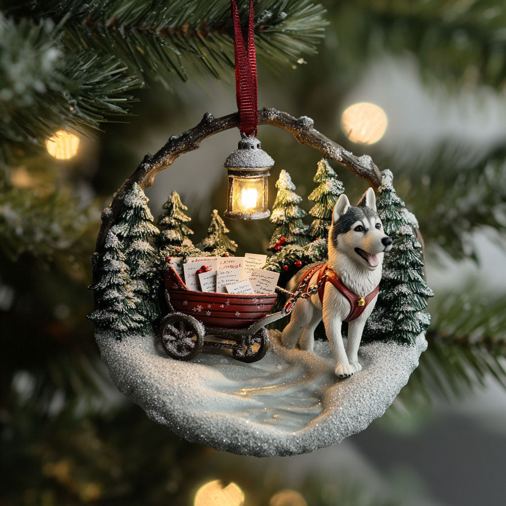 Husky Mail Sled WJ2511028CL Christmas Ornament