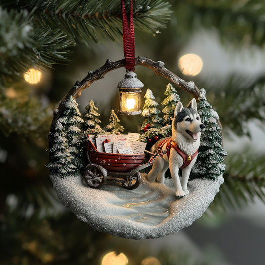 Husky Mail Sled WJ2511028CL Christmas Ornament