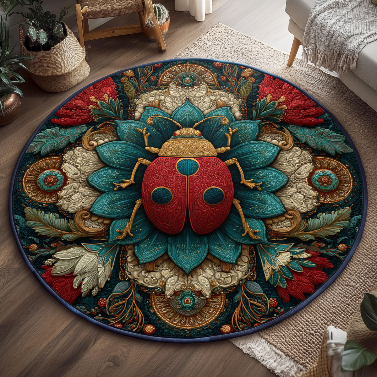 Ladybug Royal Court WJ0901162CL Quilted Round Mat