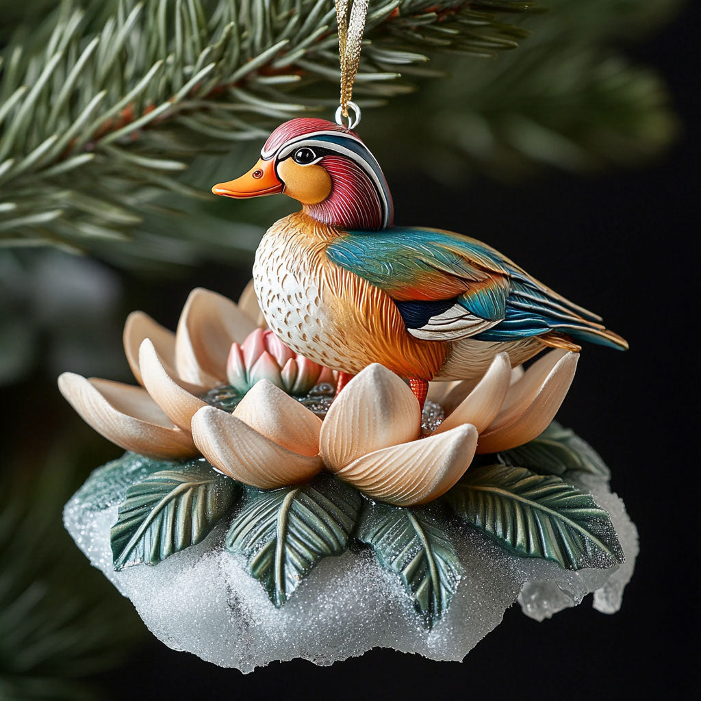 Lotus Mandarin Duck WJ0312395CL Christmas Ornament