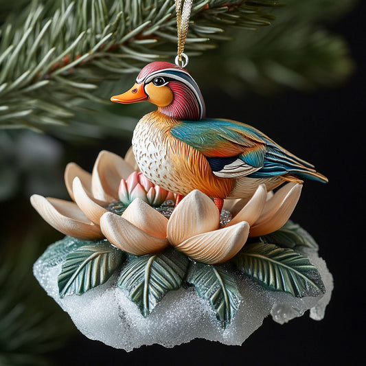 Lotus Mandarin Duck WJ0312395CL Christmas Ornament
