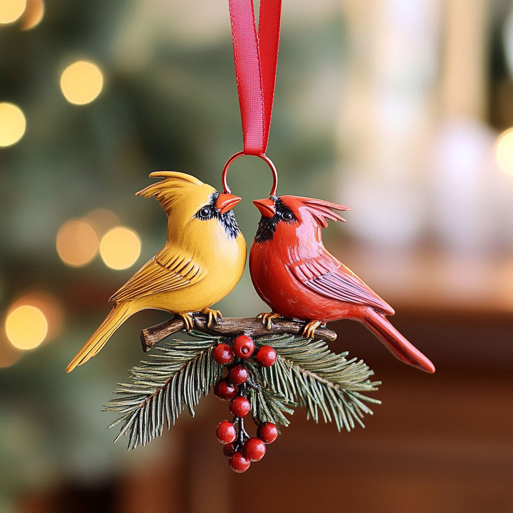 Lovebirds In Red WJ2411008CL Christmas Ornament