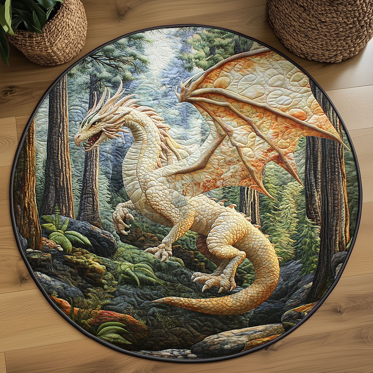 Dragon In The Forest WJ1210037CL Quilted Round Mat