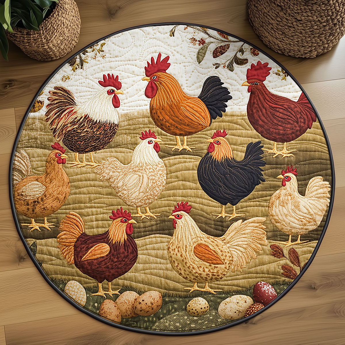 Rustic Farmhouse WJ1210044CL Quilted Round Mat