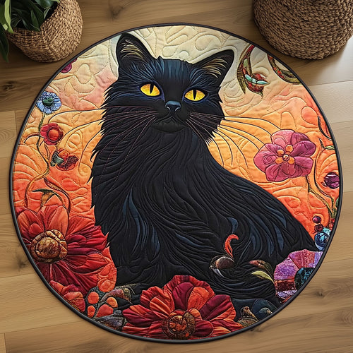 Velvet Shadows Cat WJ1507041CL Quilted Round Mat