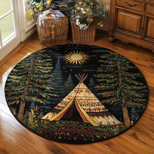 Tepee In The Forest WJ1210049CL Quilted Round Mat