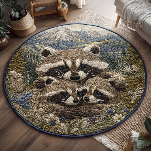 Raccoon Family WJ1210041CL Quilted Round Mat.jpg