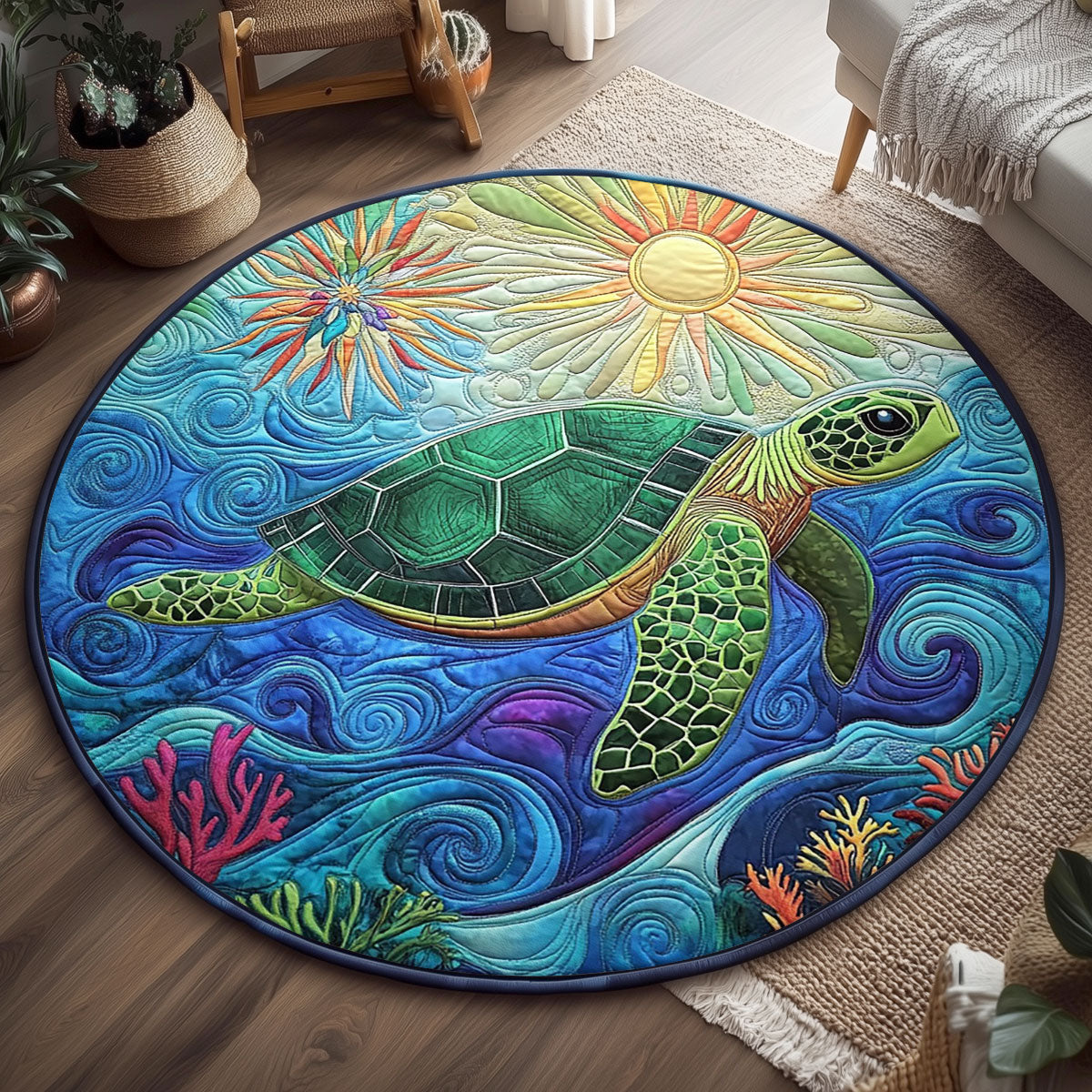 Ray Of Reef WJ1210043CL Quilted Round Mat