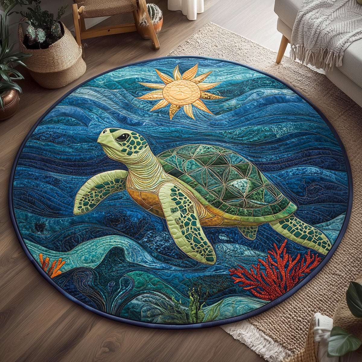 Sea Drift WJ1210047CL Quilted Round Mat