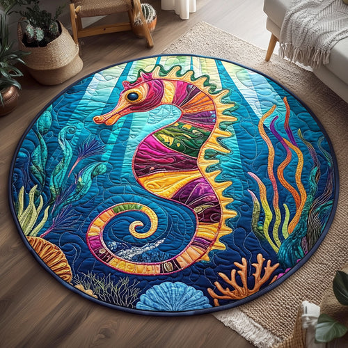 Underwater Seahorse WJ1507040CL Quilted Round Mat