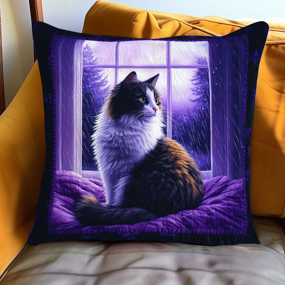Moonlit Purple Cat WJ1301088CL Quilt Pillow Case