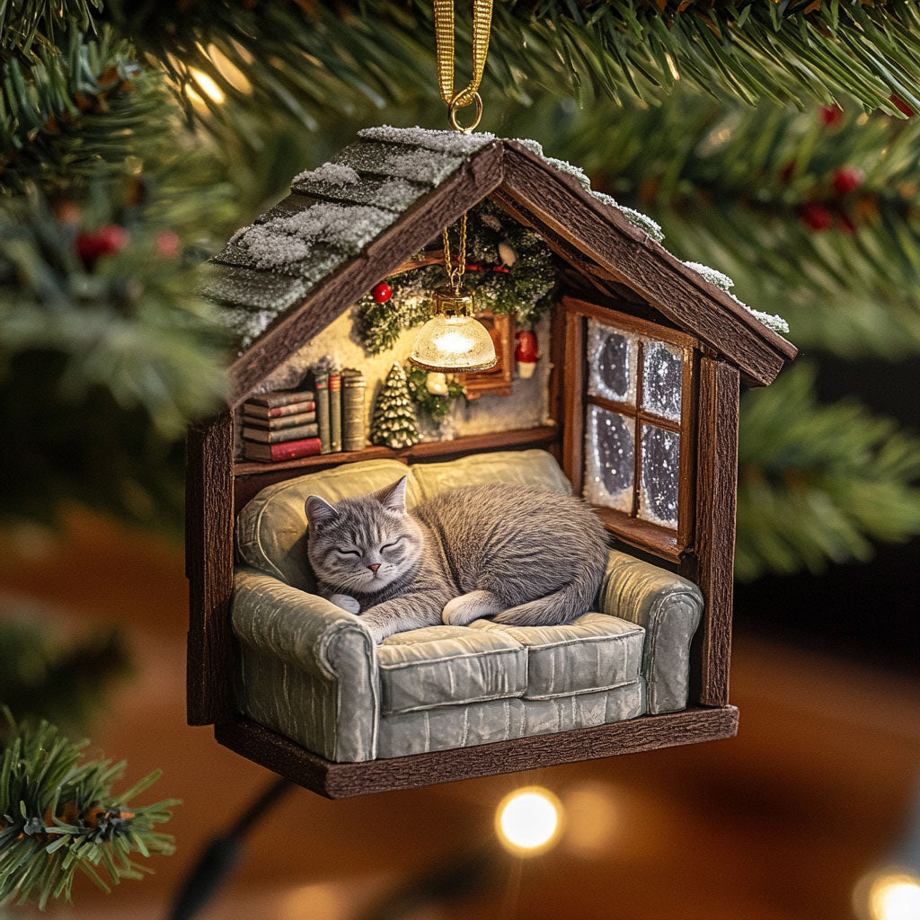 Noel Napping Cat WJ2611024CL Christmas Ornament