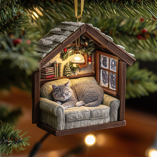 Noel Napping Cat WJ2611024CL Christmas Ornament