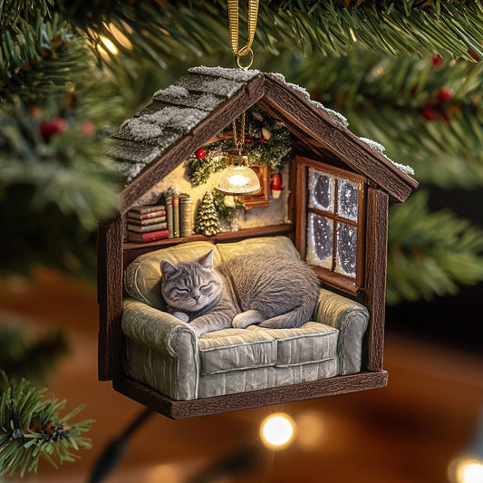 Noel Napping Cat WJ2611024CL Christmas Ornament