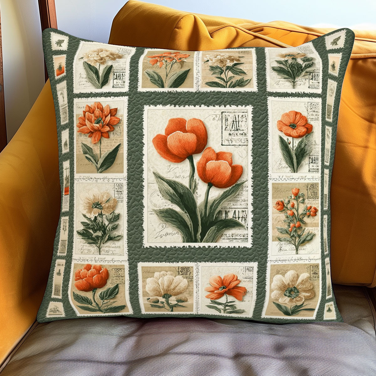 Old World Stamp Florals WJ1301118CL Quilt Pillow Case