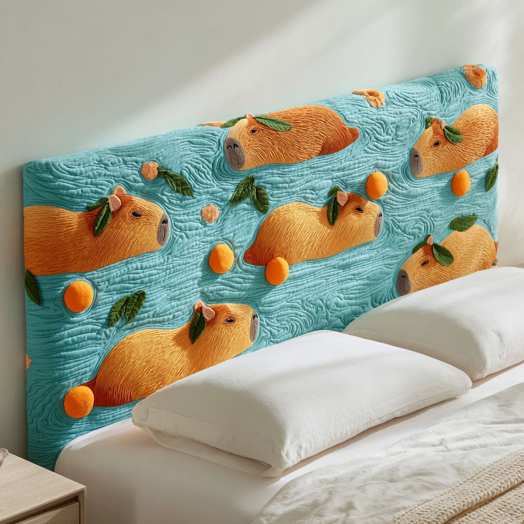 Orange A Capybara WJ0701004CL Quilted Headboard Slipcover