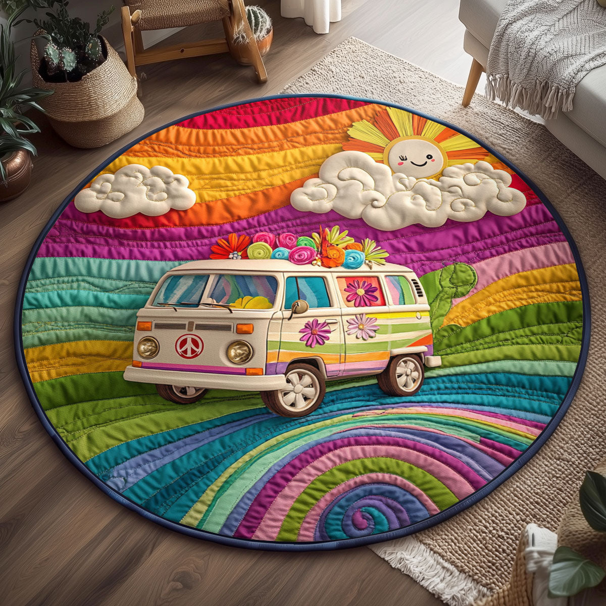 Peace Van WJ1301143CL Quilted Round Mat