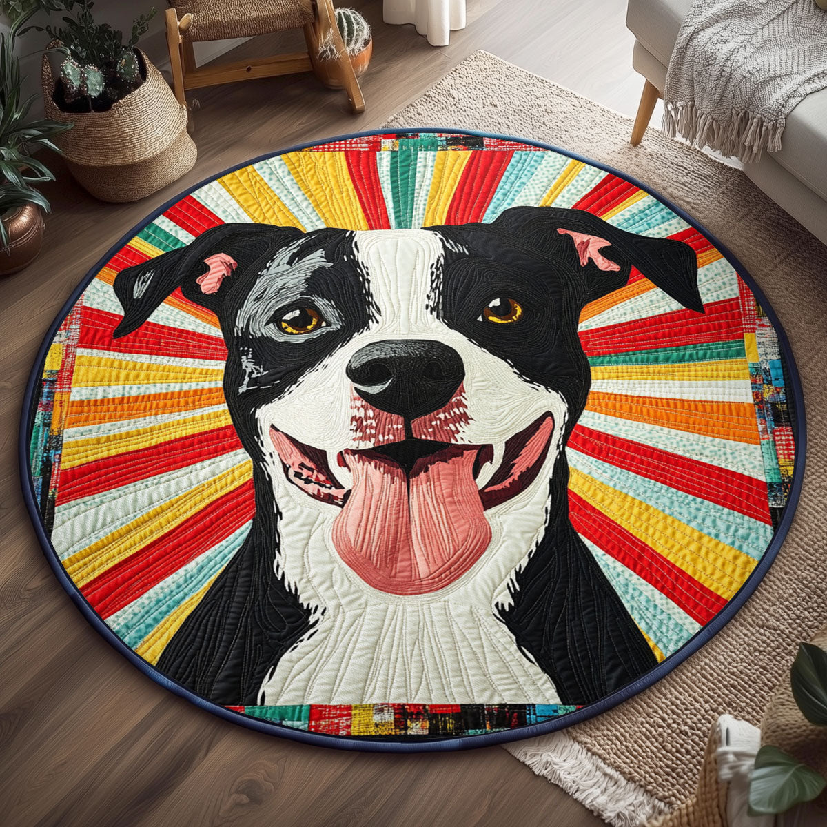 Peaceful Dog Rainbow WJ0901152CL Quilted Round Mat