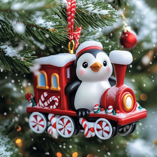 Penguin Christmas Train WJ0312426CL Christmas Ornament