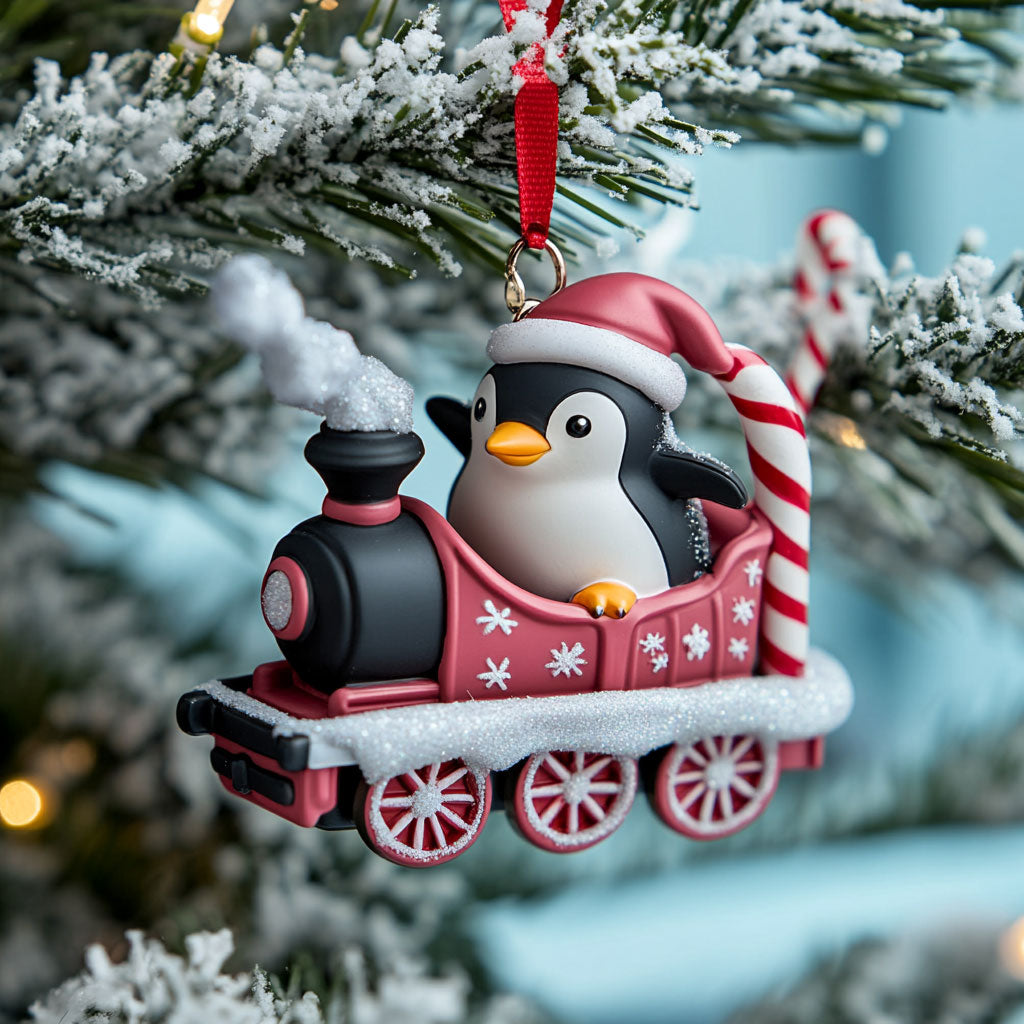 Penguin Holiday Train WJ0312430CL Christmas Ornament