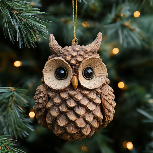Pine Perch Owl WJ2411030CL Christmas Ornament
