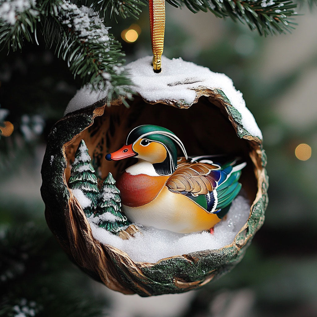 Pinecone Mandarin Duck WJ0312397CL Christmas Ornament