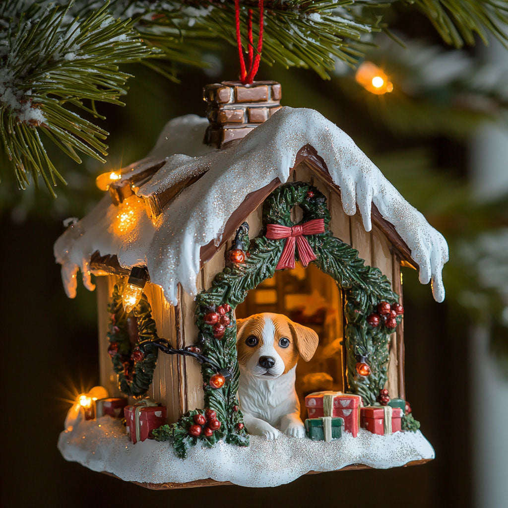 Pup Christmas House WJ2511032CL Christmas Ornament