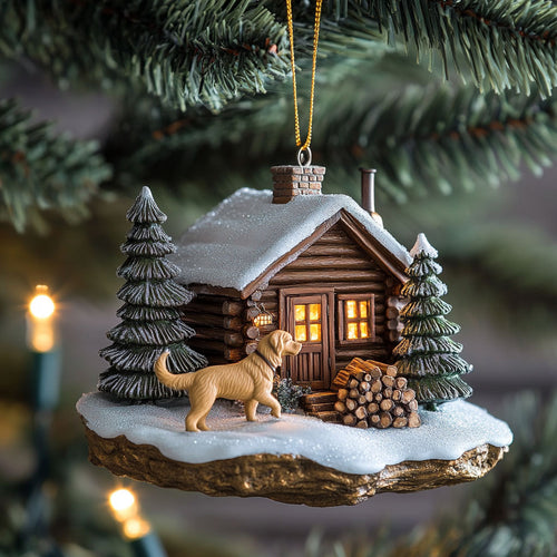Pup Log Wagon WJ2511035CL Christmas Ornament
