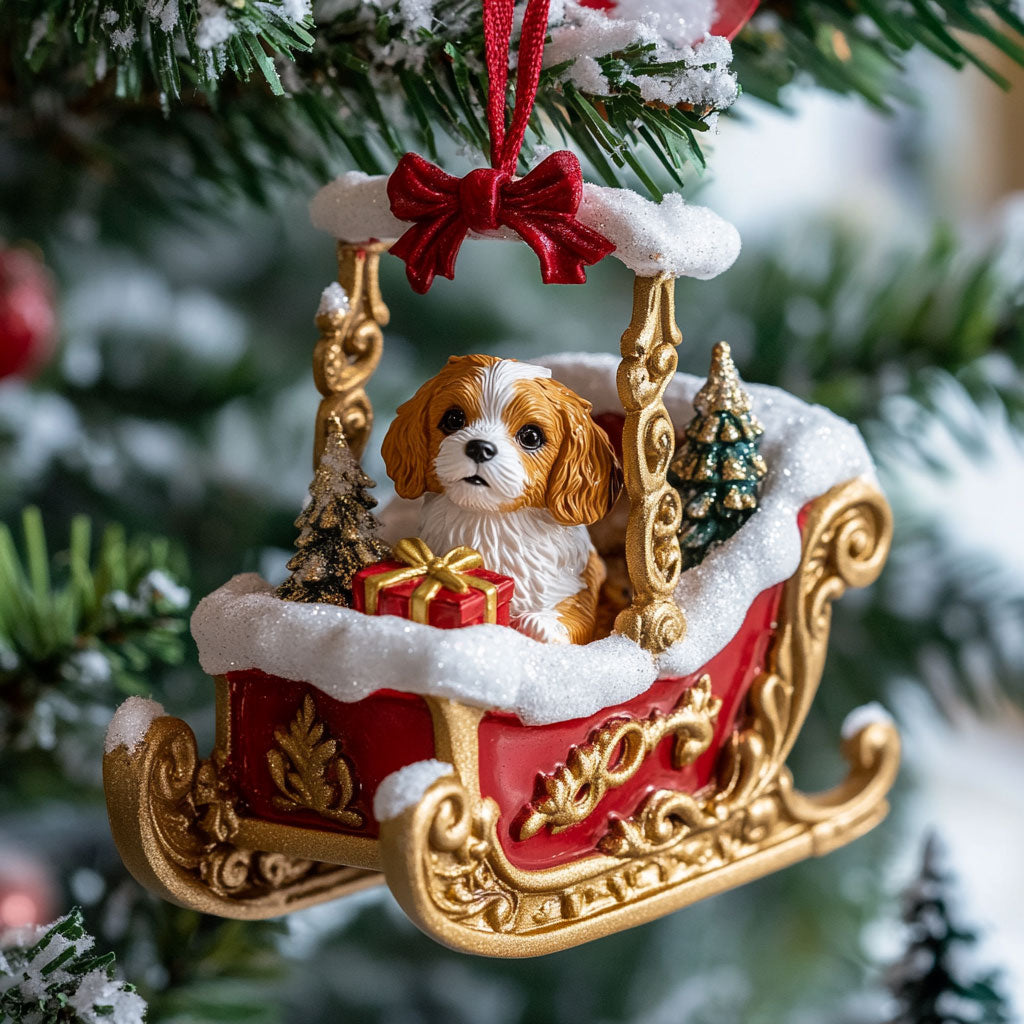 Puppy Sleigh Ride WJ2611043CL Christmas Ornament