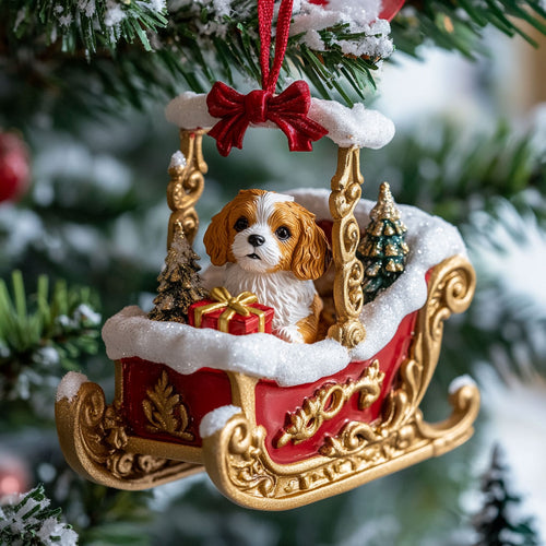 Puppy Sleigh Ride WJ2611043CL Christmas Ornament