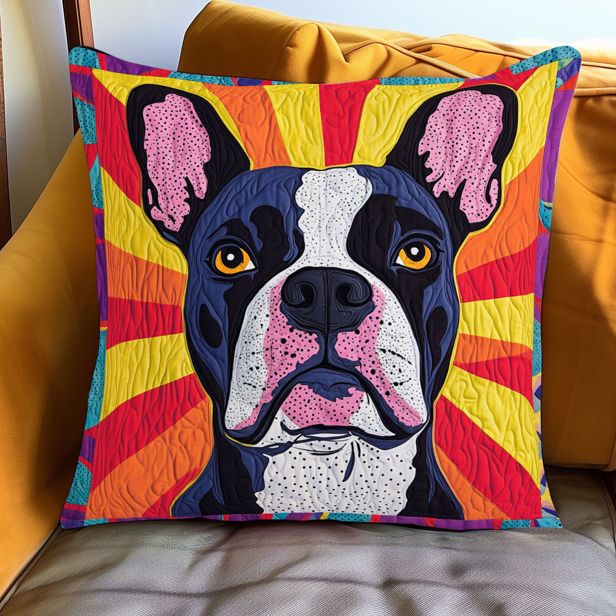 Rainbow Bulldog Groove WJ0901088CL Quilt Pillow Case