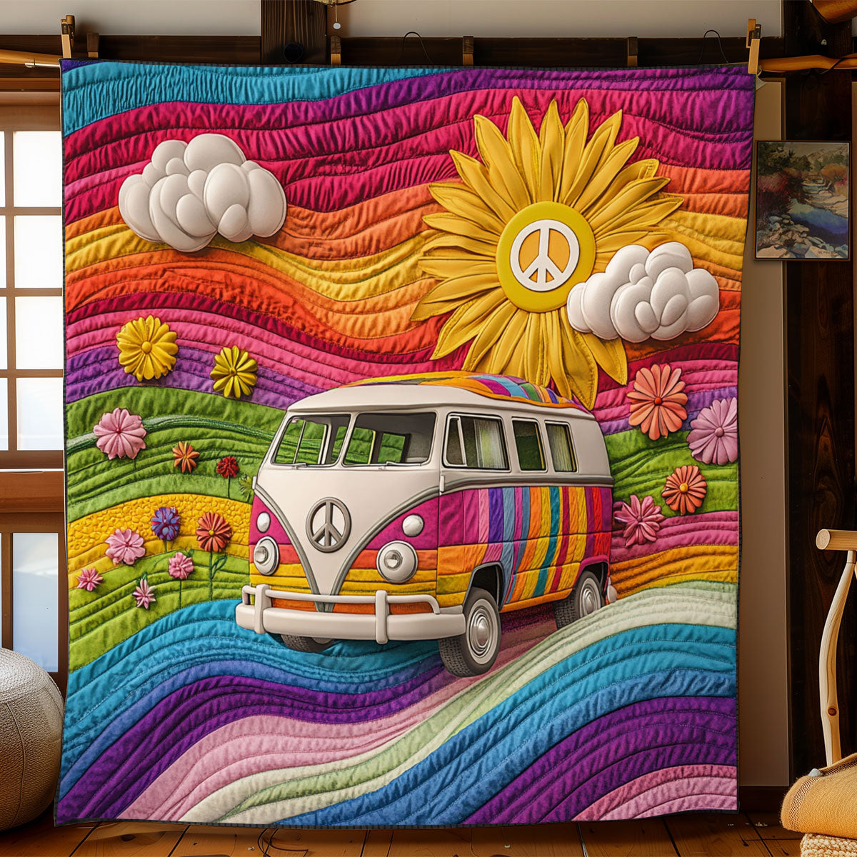 Rainbow Hippie Road WJ1301044CL Quilt