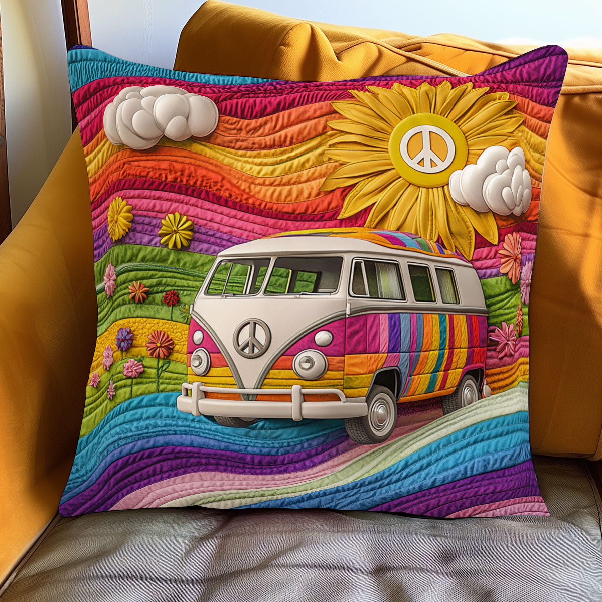 Rainbow Hippie Road WJ1301100CL Quilt Pillow Case