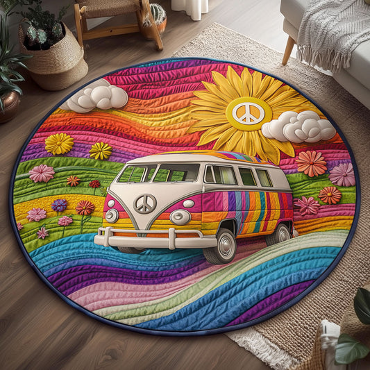 Rainbow Hippie Road WJ1301144CL Quilted Round Mat