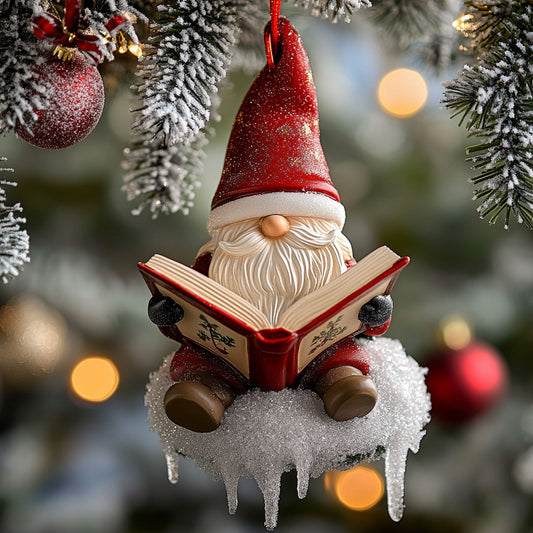 Reading Santa Gnome WJ2711141CL Christmas Ornament