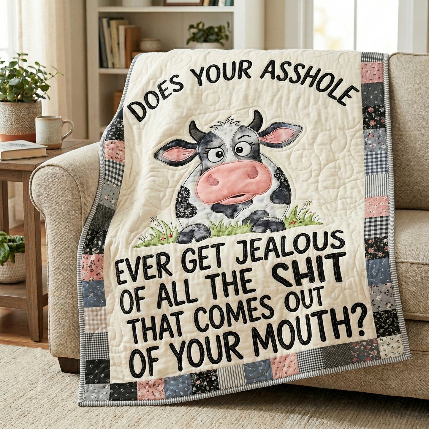 Sassy Mouth Cow WN0904046CL Quilt